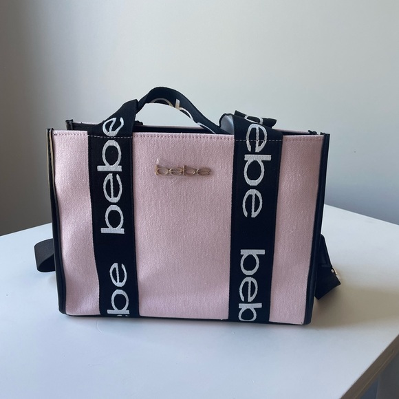 NWT BEBE Hana Canvas Small Satchel bag in Blush